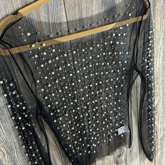 Sheer Pearl and Rhinestone Top - Picture 3 of 4